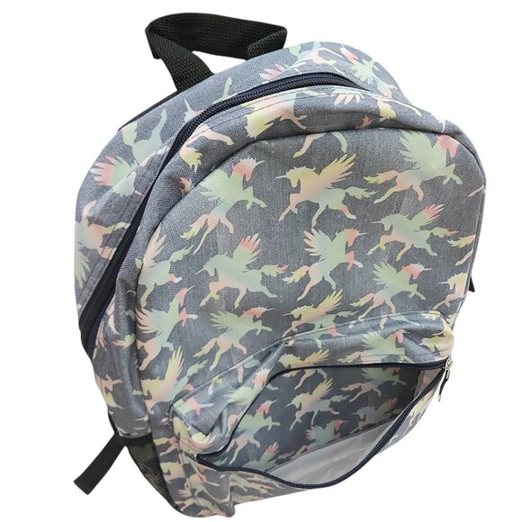 City Streets Backpack Girls One Size Gray Unicorn Print School Travel Vacation - Picture 6 of 11